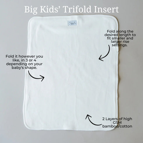 Cloth Bums Premium Bamboo Cotton Trifold Insert | BIG KIDS